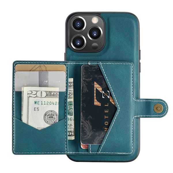 JEEHOOD 2-in-1 Konstläder+ Plånboksfodral i Grön för iPhone 13 mini
