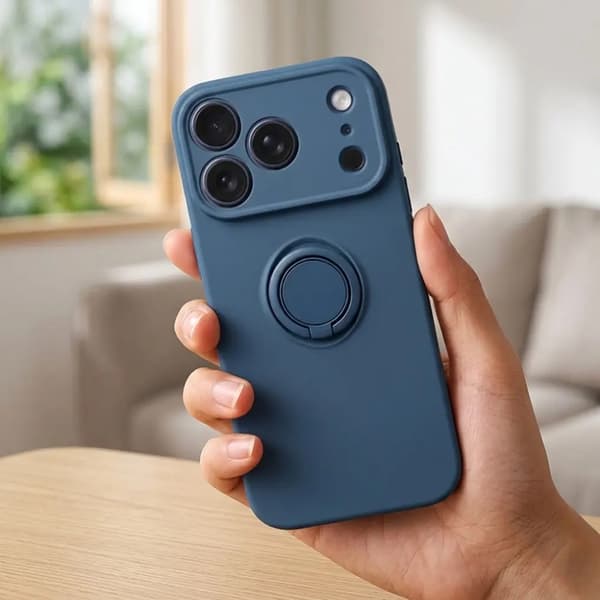Mobilskal för iPhone 18 Pro Max Silikon Ring - Mörkblå Blå