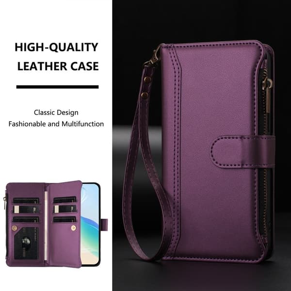 Samsung Galaxy S26 / S26 Pro Plånboksfodral Konstläder 9 Kortfack - Lila