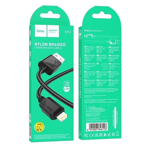 HOCO USB-A - Lightning 2.4A Kabel 1m X113 - Svart Svart