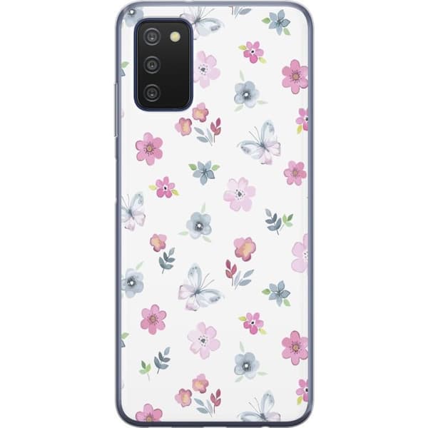 Mobilcover til Samsung Galaxy A03s med blomster og sommerfugle