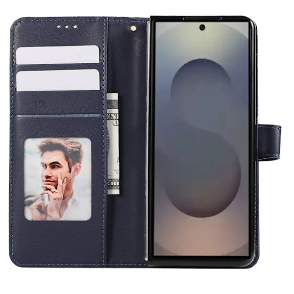 Galaxy Z Fold 7 Plånboksfodral 3D Rhombus Grid Imprinted - Blå Blå