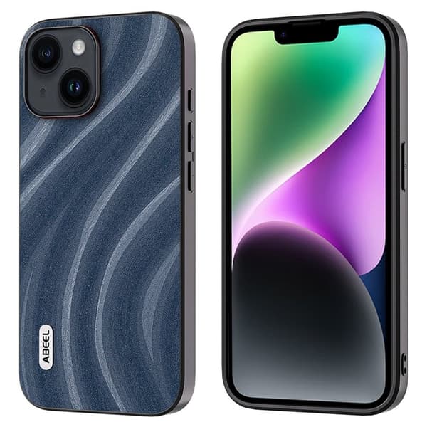 ABEEL Milky Way Mobilskal till iPhone 14 Plus PU Läder Blå