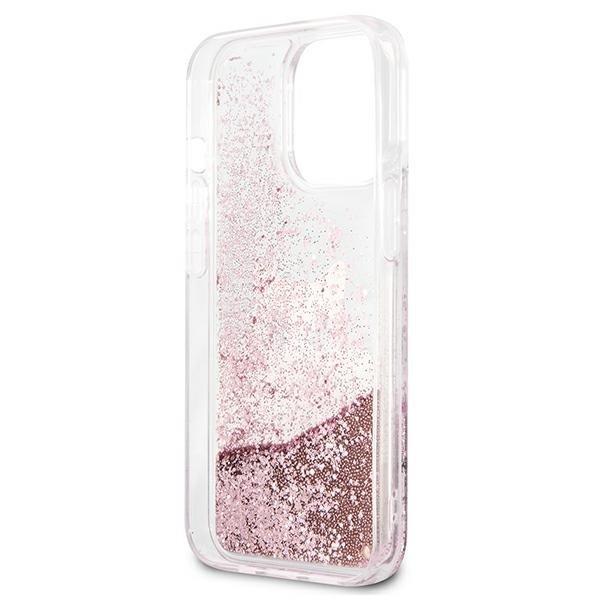 Karl Lagerfeld PEEK A BOO Liquid Glitter Cover iPhone 13 Pro Max Pink