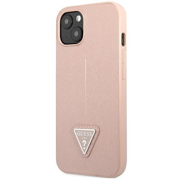 GUESS iPhone 14 Plus -kotelo Saffiano Triangle Logo - Pinkki Rosa