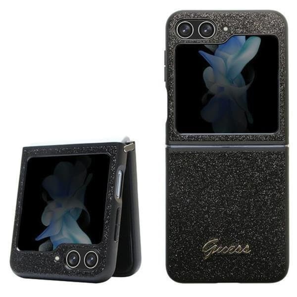 Guess Galaxy Z Flip 5 Mobiilikuori Glitter Script - Musta Black