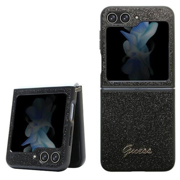 Guess Galaxy Z Flip 5 Mobilskal Glitter Script - Svart Svart