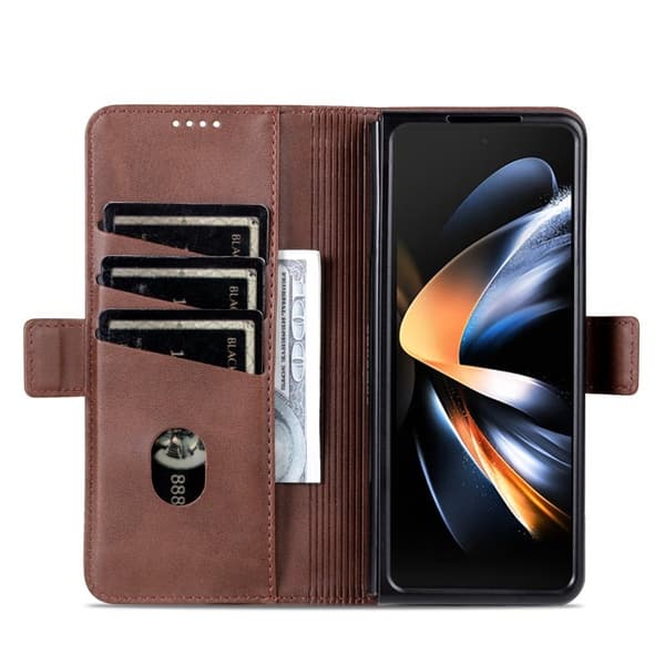 AZNS Samsung Galaxy Z Fold5 Plånboksfodral Konstläder - Brun
