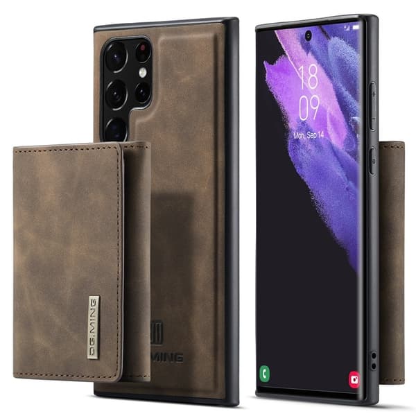 DG.MING 2-in-1 Plånboksfodral Samsung Galaxy S22 Ultra - Brun
