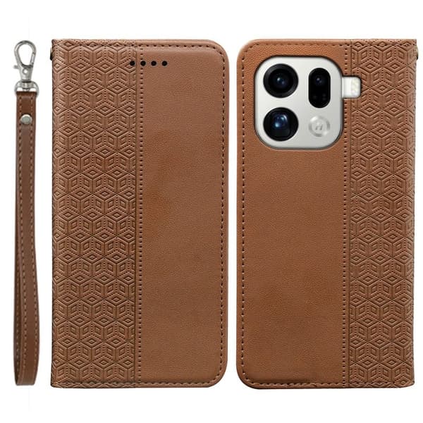 Oppo Find X9 Pro 5G Plånboksfodral Konstläder Mönster - Brun