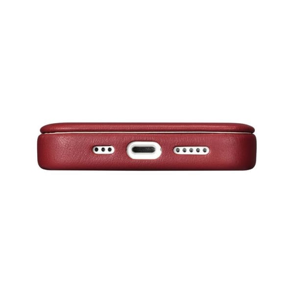 iCarer iPhone 14 Plånboksfodral Magsafe CE Läder - Röd