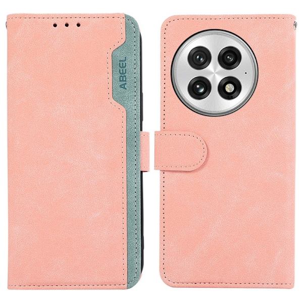 ABEEL OnePlus 13 Plånboksfodral Splicing Konstläder Flip RFID-Skydd - Rosa