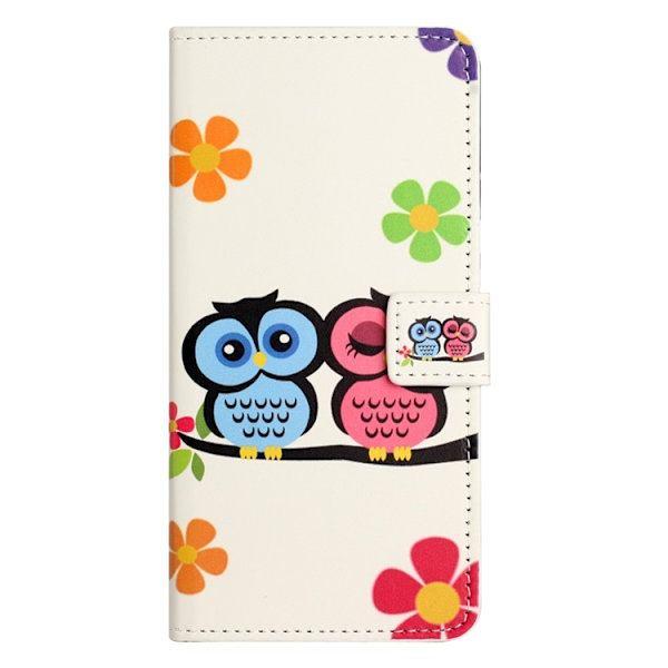 iPhone 17 Konstläder Plånboksfodral Pattern Print - Par ugglor Vit