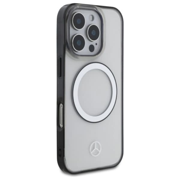 Mercedes telefontaske til iPhone 16 Pro Max Magsafe Trykt Logo - Sort Transparent