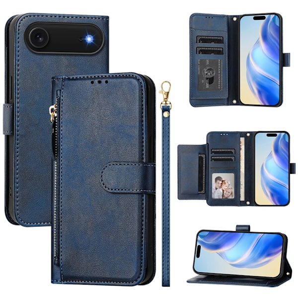 iPhone Air Plånboksfodral Zipper Pocket Läder - Blå Blå