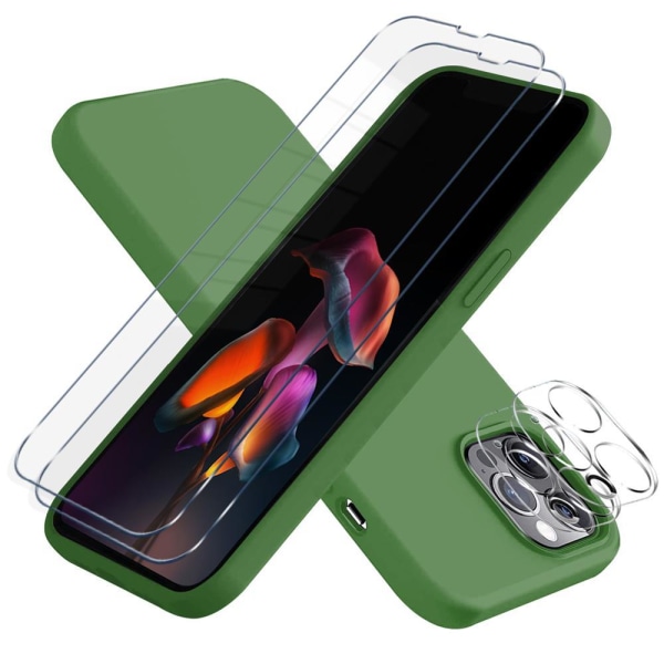 5-pack iPhone 13 Pro Max 1x Skal, 2x Kameralinsskydd, 2x Härdat Grön
