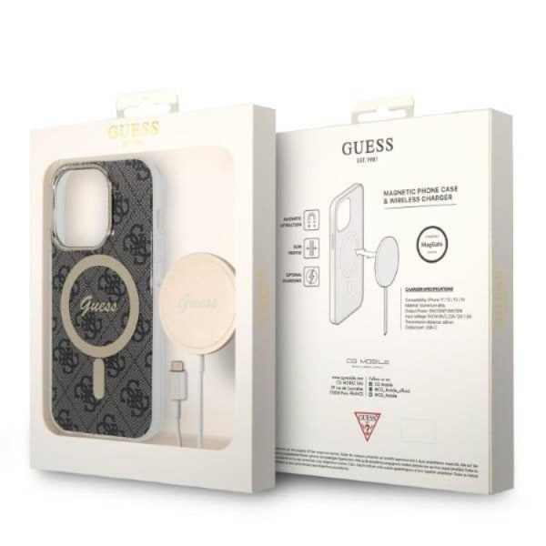 GUESS iPhone 14 Pro Max Magsafe Skal Print + Trådlös Laddare - Svart Svart