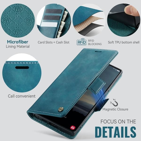 CASEME 033 Series Samsung Galaxy Note20 Ultra Konstläder Plånboksfodral Blå