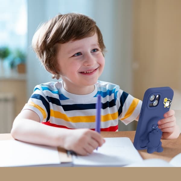 Penguin Mobilskal till iPhone 15 Kickstand Stöttålig EVA - Blå