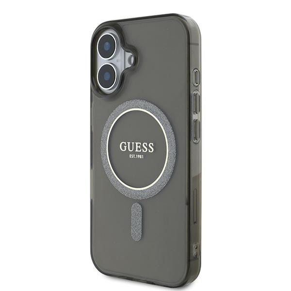 Guess Telefontaske til iPhone 16 Plus MagSafe IML Glitter Circle - Sort Black
