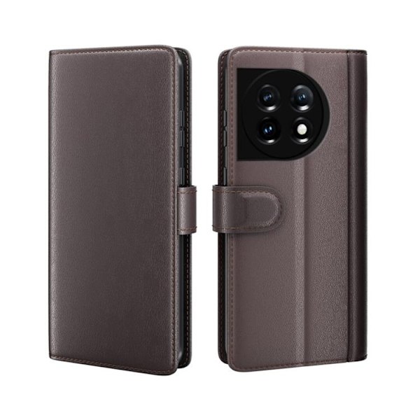 OnePlus 12 5G Plånboksfodral Äkta Läder - Brun