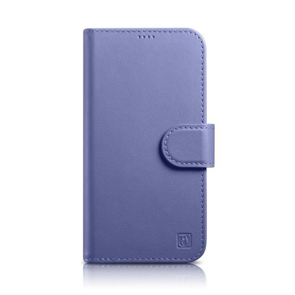 iCarer iPhone 14 Pro lompakkokotelo 2in1 aitoa nahkaa - vaalea violetti