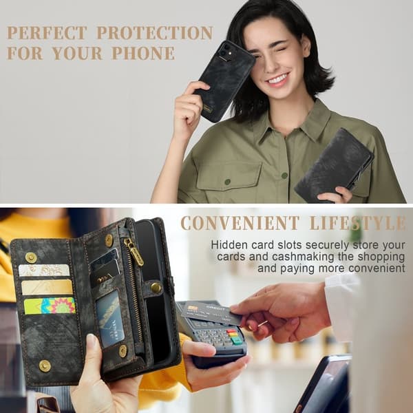 CASEME 008 Plånboksfodral Konstläder Magnetisk iPhone 12 mini - Svart
