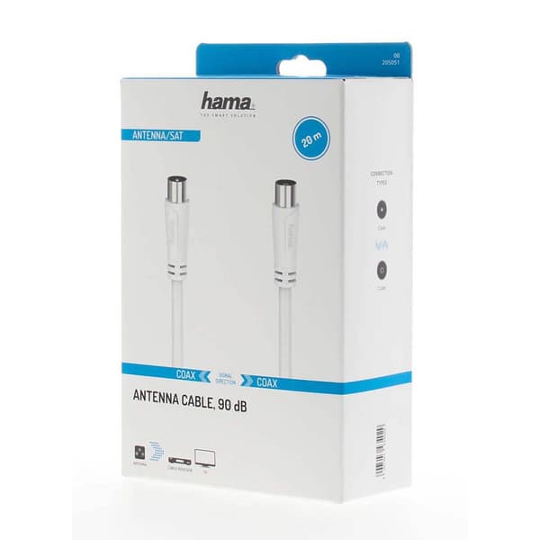 Hama Antennkabel 90dB 20m - Vit Vit