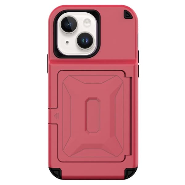 iPhone 14 Plus Skal Korthållare Mirror Kickstand - Röd Röd