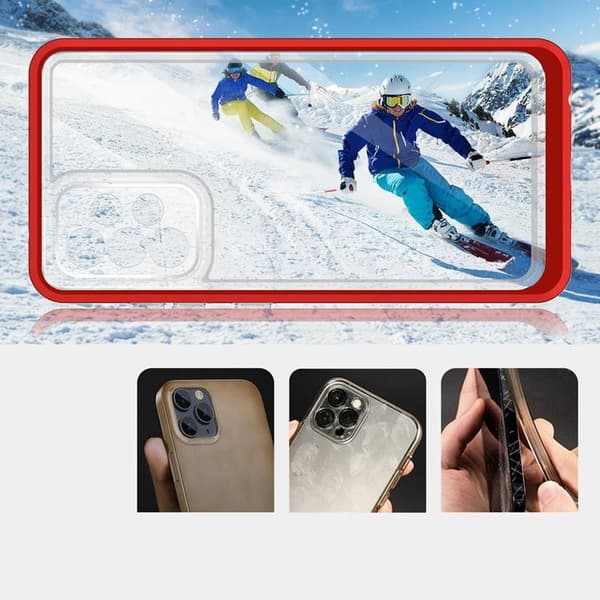 Galaxy A73 Skal Clear 3in1 Frame Gel - Rød Röd