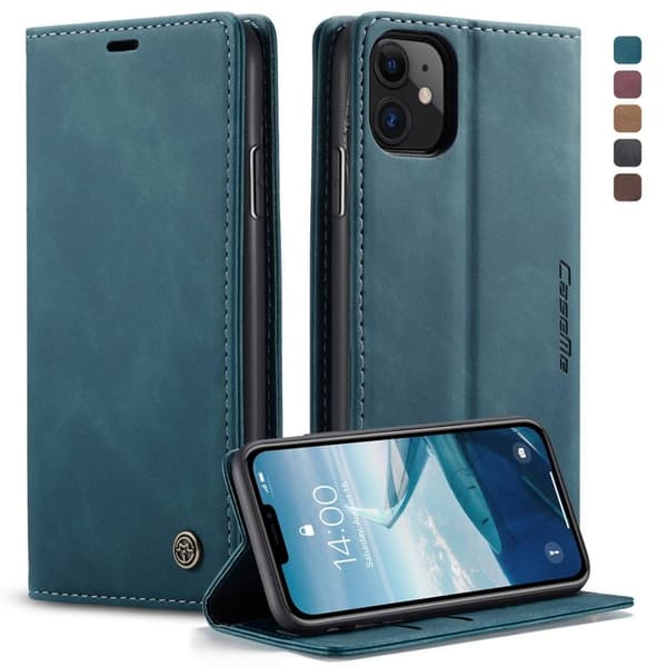 CASEME 013 Flip Konstläderplånboksfodral till iPhone 11 - Blå