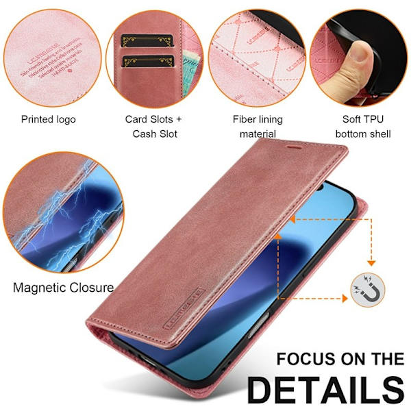 LC.IMEEKE iPhone Air Plånboksfodral Konstläder- Roséguld