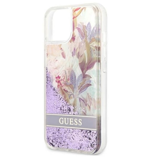 Guess iPhone 13 mini Skal Flower Liquid Glitter - Lilla