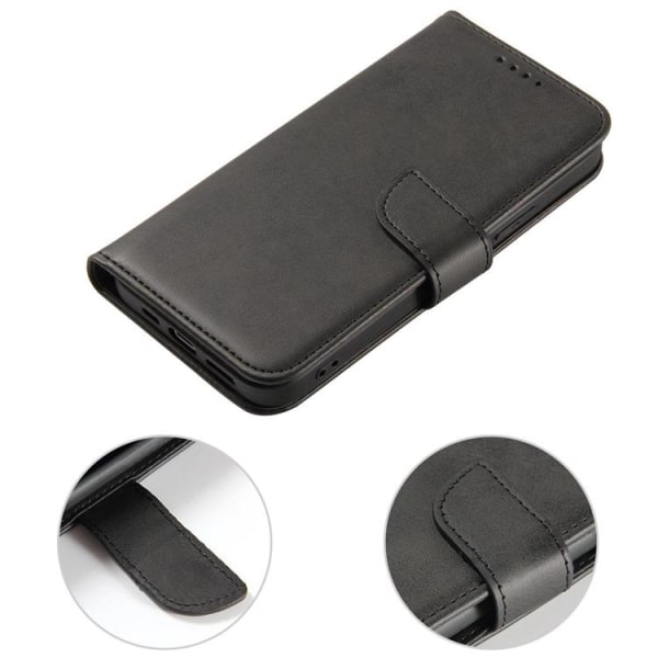 iPhone 15 Plus Plånboksfodral Magnet Stativ - Svart