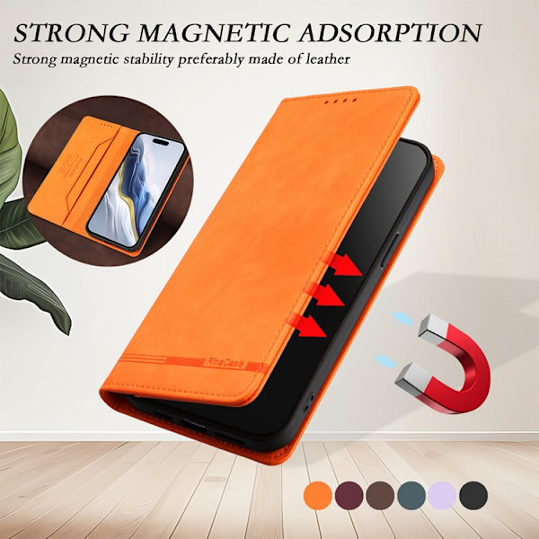 OnePlus 15 Konstläder Plånboksfodral RFID-Skydd Rinacasis Orange