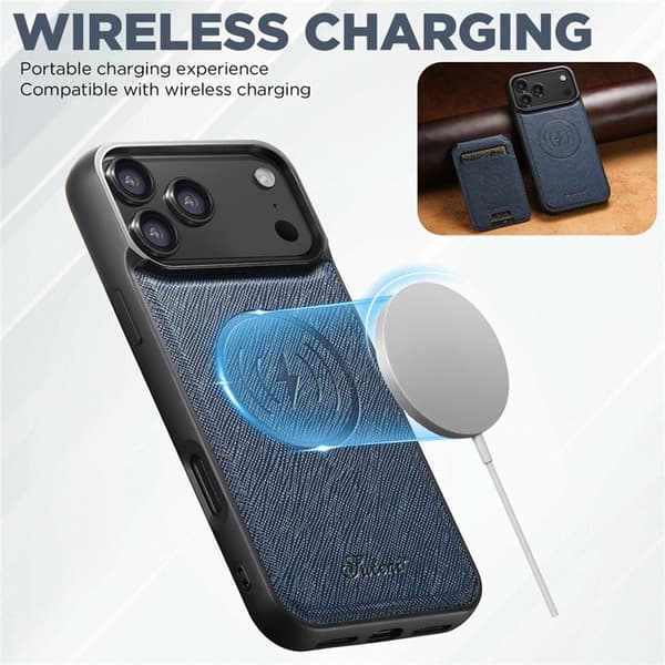 SUTENI Mobilskal till iPhone 17 Pro MagSafe Cross Texture H18 - Blå Blå
