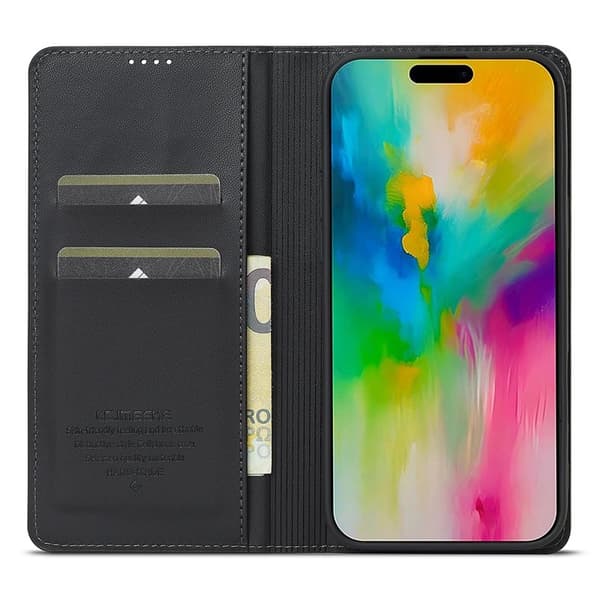 LC.IMEEKE L1 Series iPhone 17 Plånboksfodral Konstläder - Svart Svart