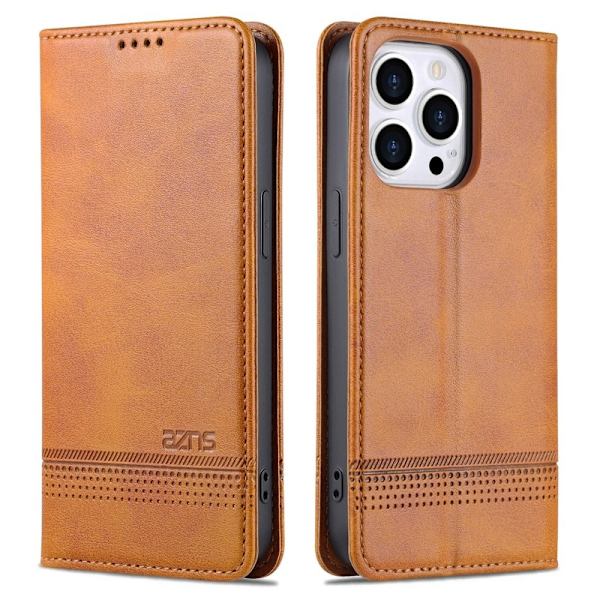 AZNS iPhone 16 Pro Plånboksfodral Konstläder - Brun