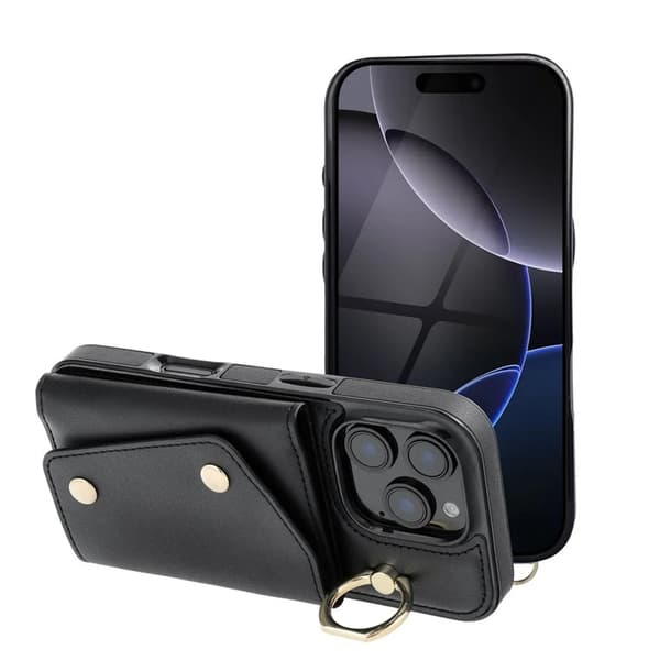 Telefontaske til iPhone 12/12 Pro Wonder Kortholder - Sort Svart