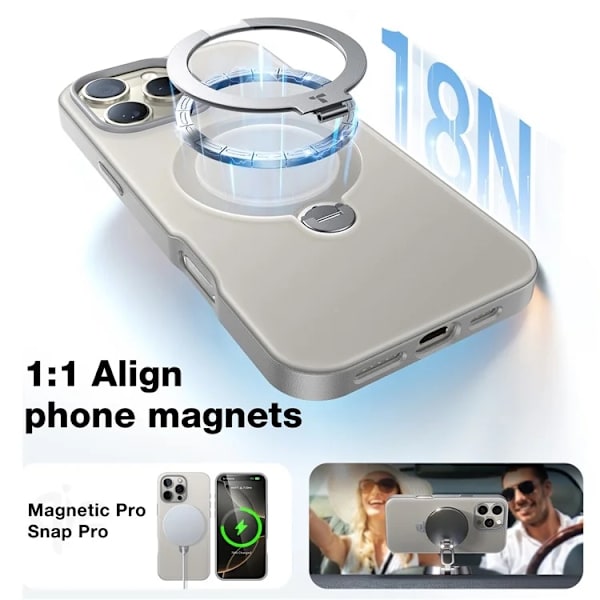 TORRAS Mobilskal till iPhone 16 Pro Max Magsafe Ringhållare - Titanium Grå