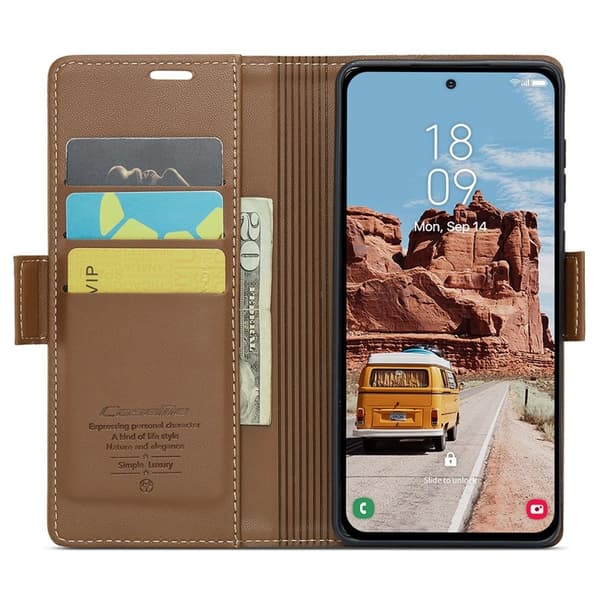 CASEME Plånboksfodral Konstläder för Samsung Galaxy S25+ - Brun