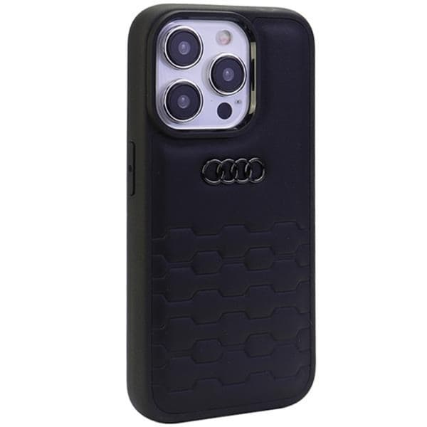 Audi iPhone 15 Pro Mobilcover Kunstlæder - Sort Black
