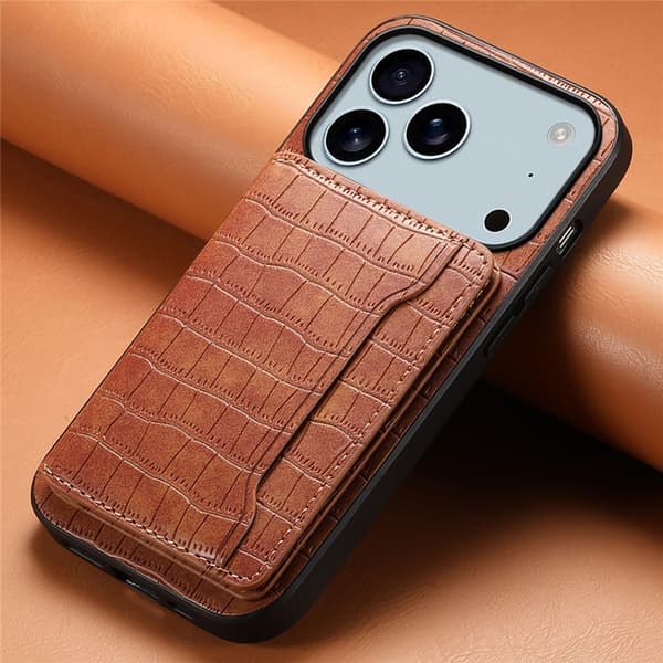 Mobilskal till iPhone 17 Pro Max Korthållare Crocodile - Brun Brun