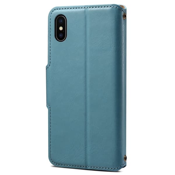 DENIOR iPhone X / XS Plånboksfodral Konstläder med kortfack - Blå
