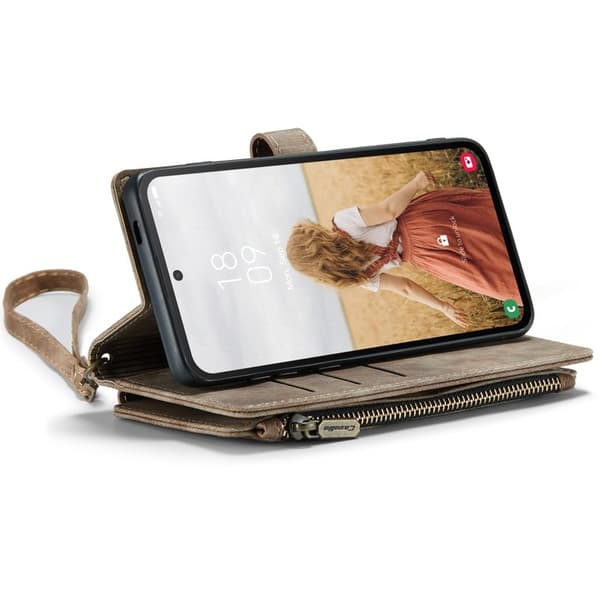 CASEME Konstläder Plånboksfodral för Samsung Galaxy S24 FE - Brun