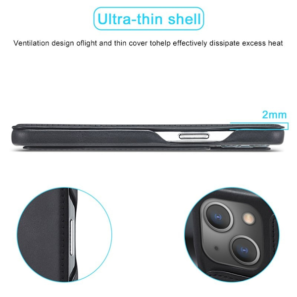 LC.IMEEKE iPhone 13 mini Plånboksfodral Konstläder - Svart