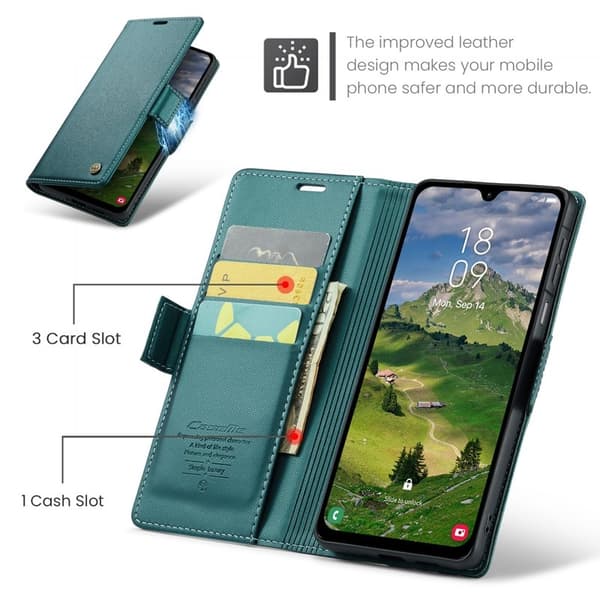 CASEME Plånboksfodral Konstläder för Samsung Galaxy A26 5G - Grön