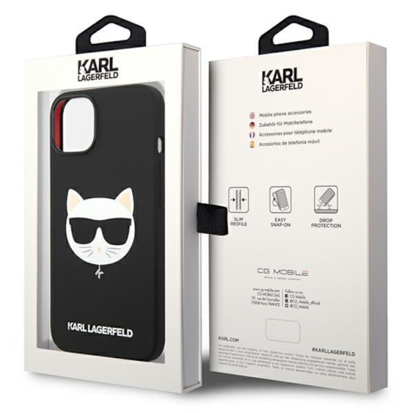Karl Lagerfeld iPhone 14 Plus Skal MagSafe Silicone Choupette Head Svart