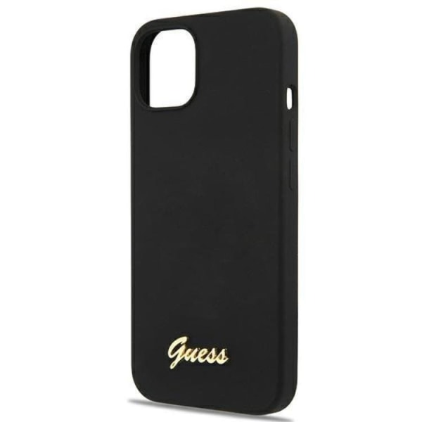 Guess iPhone 13 Case Magsafe Silicone Script Gold Logo - musta