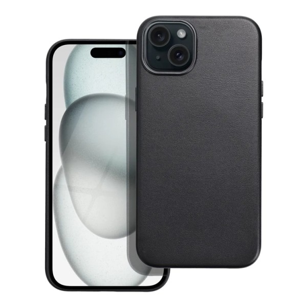iPhone 15 Plus Mobile Case Magsafe nahka - musta
